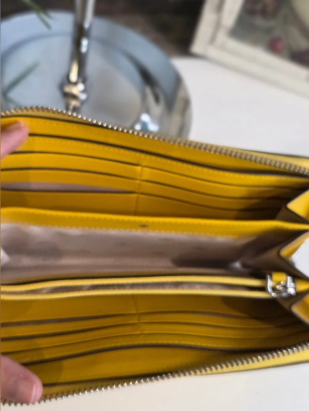 Kate Spade Spencer Yellow Saffiano Leather Zip-Around Wallet